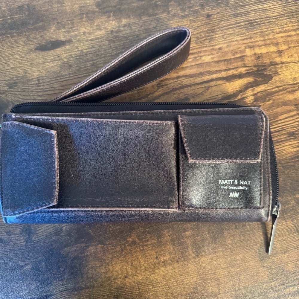 MATT & NAT Women's VEGAN Leather Wallet Wristlet BROWN